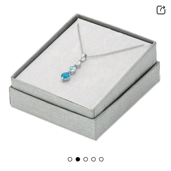 Blue and White Topaz Three Stone Pendant in Sterling Silver - Picture 3 of 7